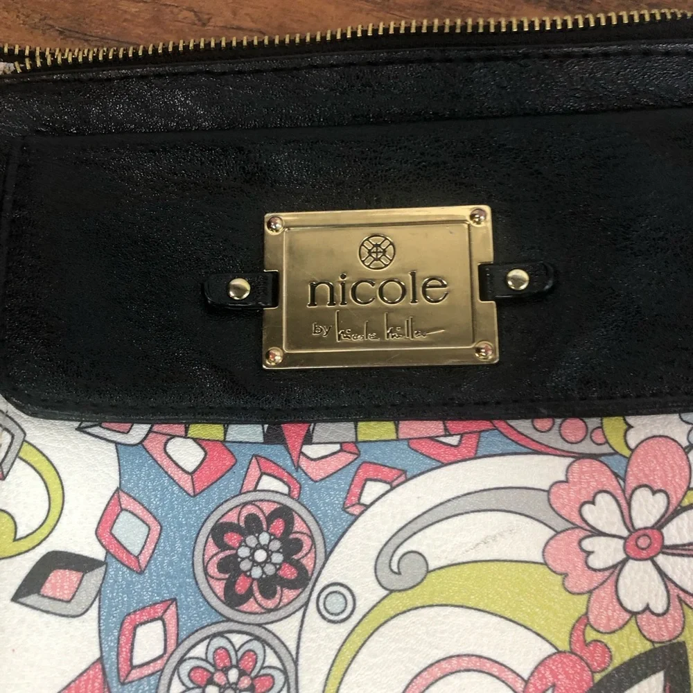Nicole Miller‎ Artist Gallery Crossbody Bag Purse Chains Black Vintage